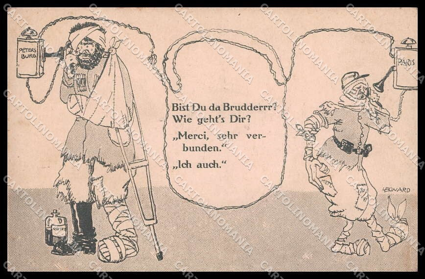 WWI WW1 German Propaganda Anti Russia Leonard Phone Petersburg cartolina ZG9230 – fronte