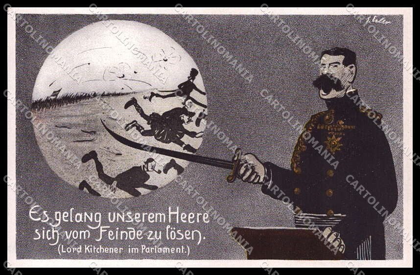 WWI WW1 German Propaganda Anti British Lord Kitchener Erler cartolina ZG9232 – fronte