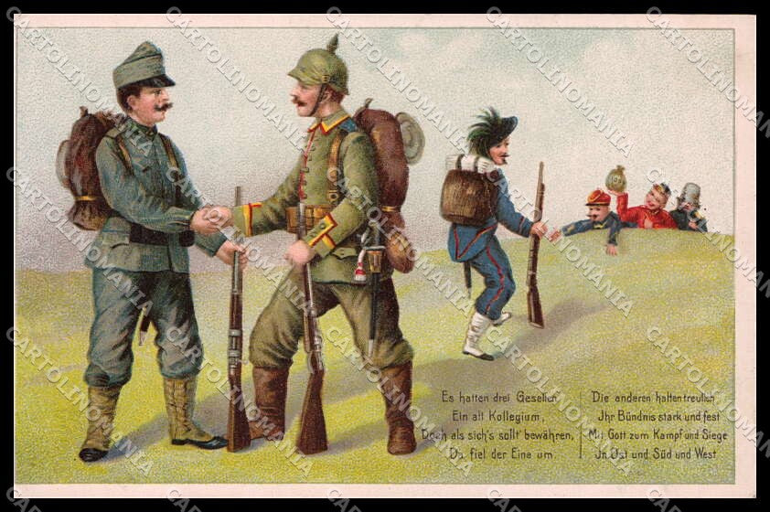 WWI WW1 German Austrian Propaganda Bersaglieri Military Soldier cartolina ZG9241 – fronte
