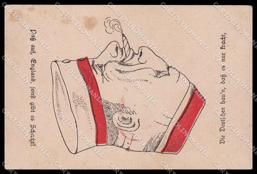 WWI WW1 German Propaganda Smoking Soldier Anti British Soldier cartolina ZG9259 – fronte