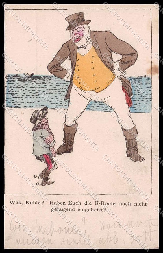 WWI WW1 German Propaganda Anti British Soldier Uboote cartolina ZG9264 – fronte