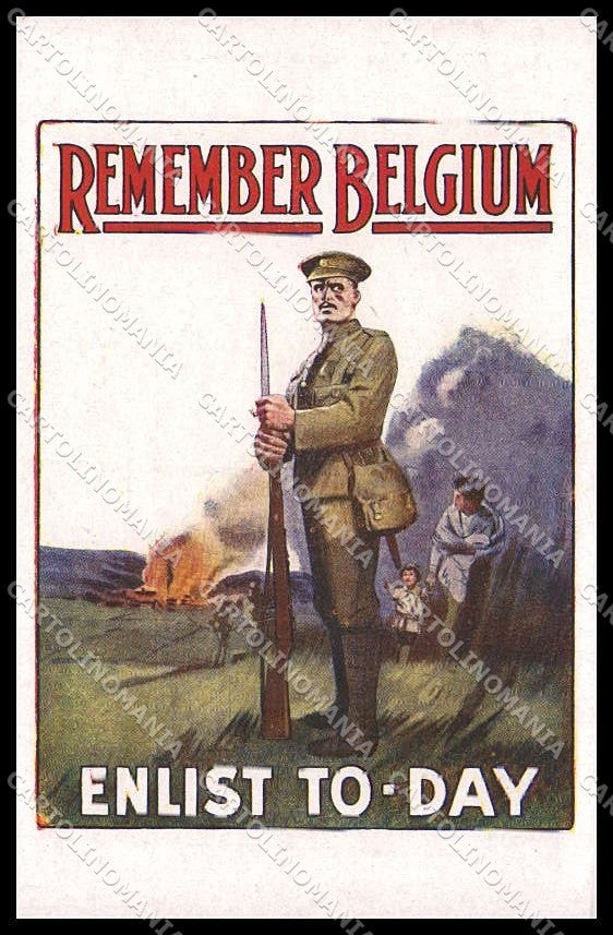 WWI WW1 Remember Belgium Soldier Affiches de la Grande Guerre cartolina ZG9268 – fronte