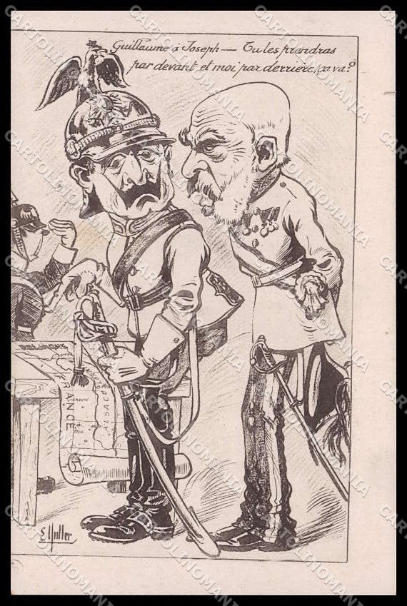 WWI WW1 French Propaganda Kaiser Guillaume Muller Franz Joseph cartolina ZG9288 – fronte