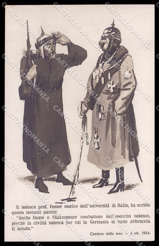 WWI WW1 Italian Propaganda Dante Anti German Kaiser Photo cartolina ZG9299 – fronte