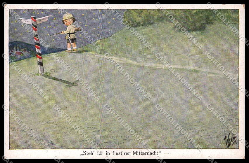 WWI WW1 German Propaganda Children Scheuermann cartolina ZG9327 – fronte