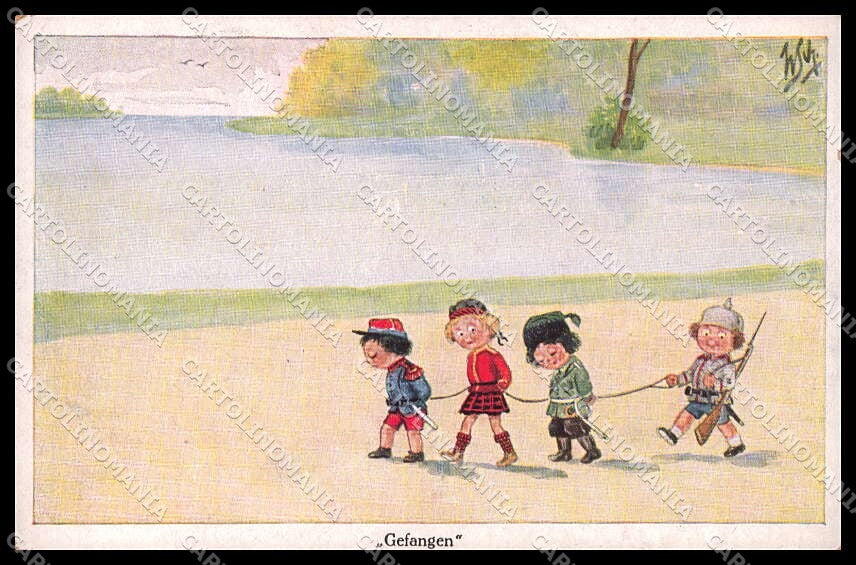 WWI WW1 German Propaganda Children Scheuermann cartolina ZG9328 – fronte