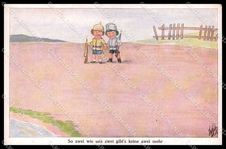 WWI WW1 German Propaganda Children Scheuermann cartolina ZG9329 – fronte