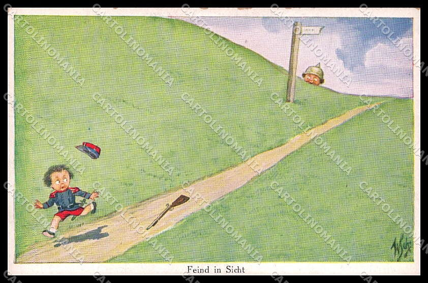 WWI WW1 German Propaganda Children Scheuermann cartolina ZG9330 – fronte
