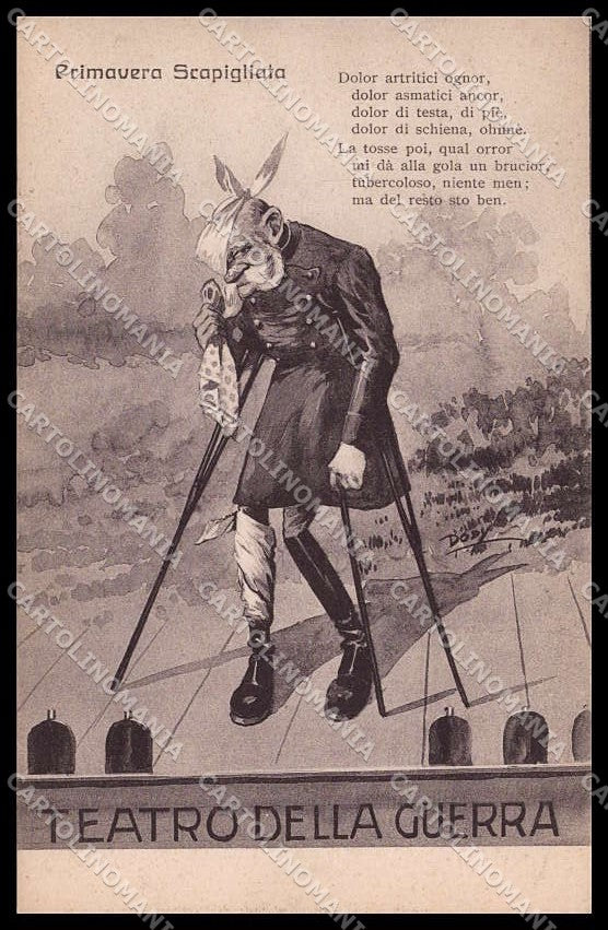 WWI WW1 Italian Propaganda Anti Franz Joseph Dody Teatro Guerra cartolina ZG9338 – fronte