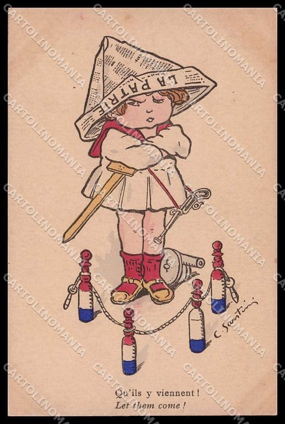 WWI WW1 French Propaganda Girl Santini cartolina ZG9352 – fronte