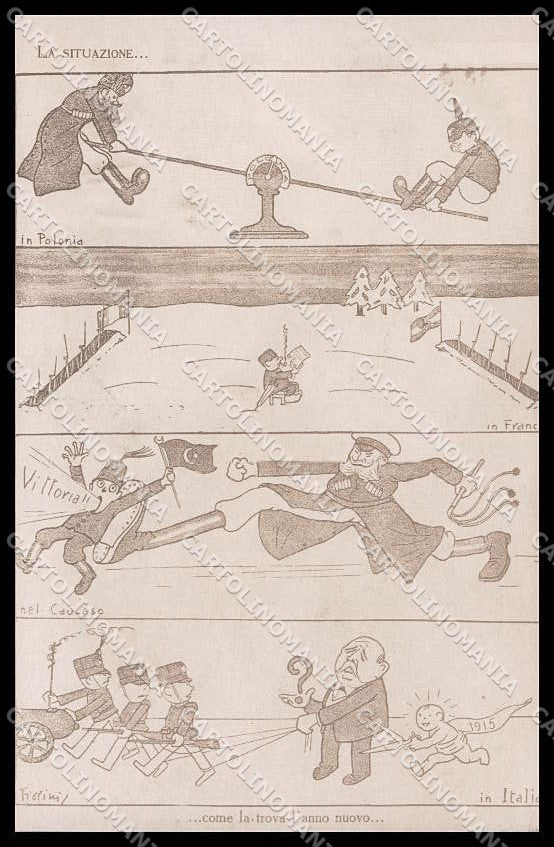 WWI WW1 Propaganda Turkey Russia Poland Cosaque Fiorini Photo cartolina ZG9365 – fronte