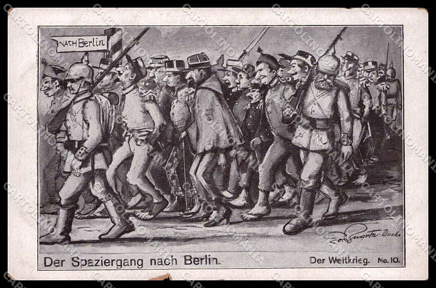 WWI WW1 German Propaganda Anti France Berlin ABRADED Baumgarten cartolina ZG9369 – fronte
