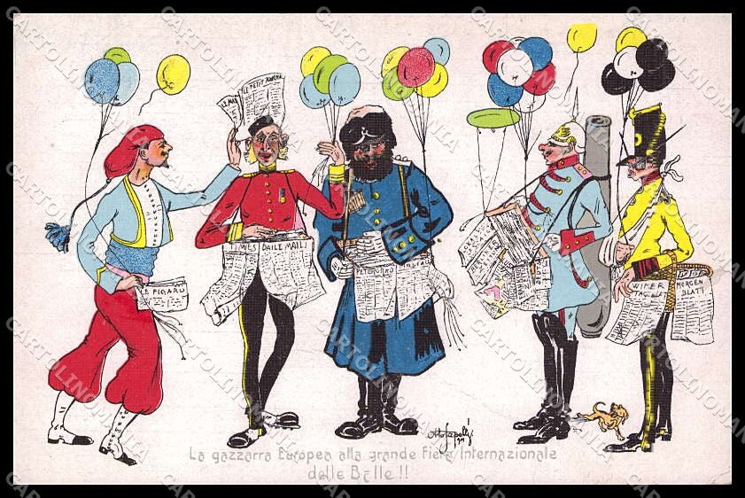 WWI WW1 Italian Propaganda Anti German Russia Ottofapelli cartolina ZG9382 – fronte