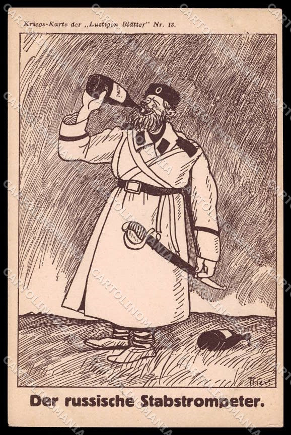 WWI WW1 German Propagada Anti Russia Lustigen Blatter Frier cartolina ZG9408 – fronte