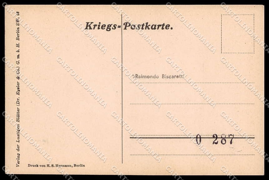 WWI WW1 German Propagada Anti Russia Lustigen Blatter Frier cartolina ZG9408 – retro