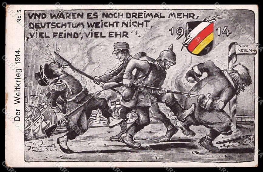 WWI WW1 German Propaganda Anti Russia Baumgarten cartolina ZG9410 – fronte