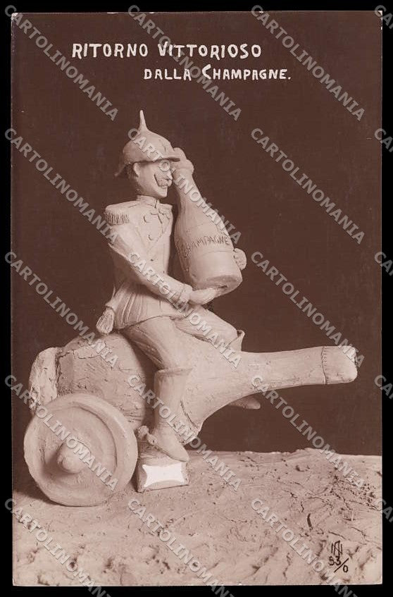 WWI WW1 Propaganda Anti German Kaiser Wilhelm Champagne Photo cartolina ZG9423 – fronte