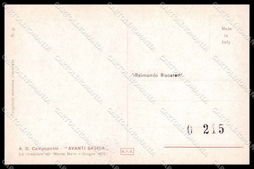 WWI WW1 Italian Propaganda Campestrini Monte Nero Bersaglieri cartolina ZG9462 – retro