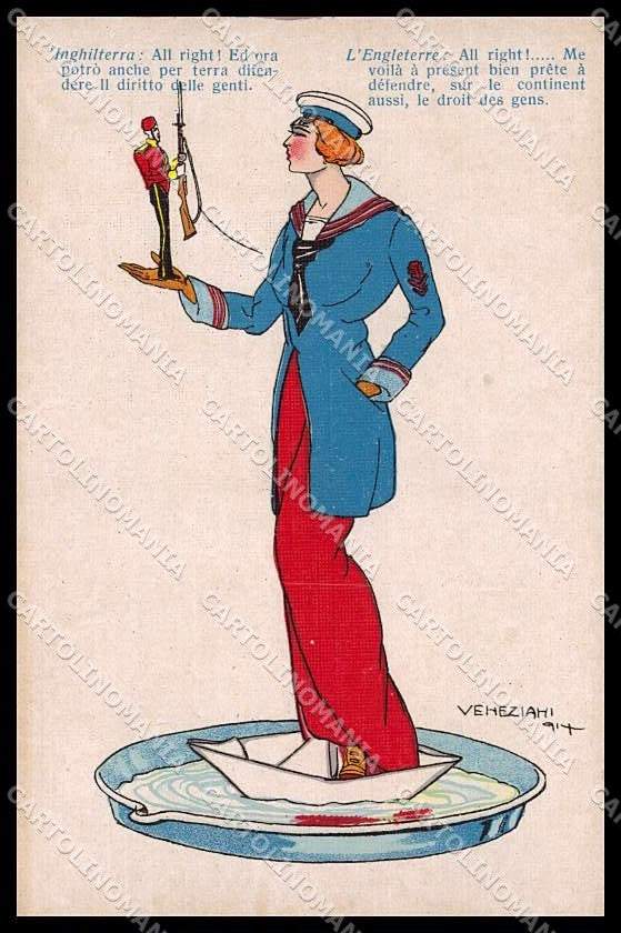 WWI WW1 Italian Propaganda Veneziani English Lady serie 2785-4 cartolina ZG9480 – fronte
