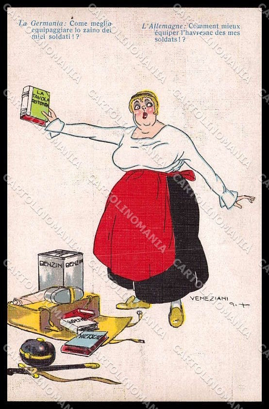 WWI WW1 Italian Propaganda Veneziani German Lady serie 2785-3 cartolina ZG9481 – fronte