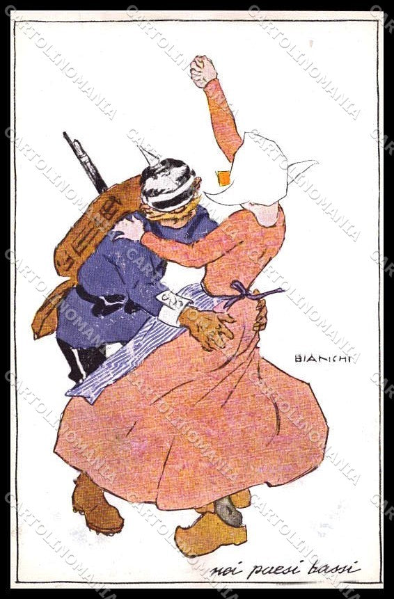 WWI WW1 Italian Propaganda Bianchi Anti German Holland cartolina ZG9483 – fronte