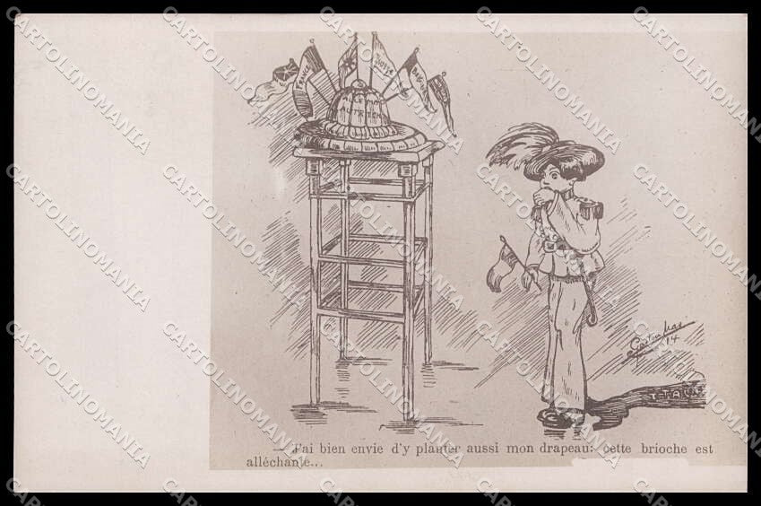 WWI WW1 Italian Propaganda Gaston Mas ? Bersaglieri Flag cartolina ZG9489 – fronte