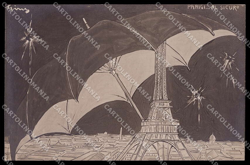 WWI WW1 Italian Propaganda Giris Paris Parigi al Sicuro cartolina ZG9490 – fronte