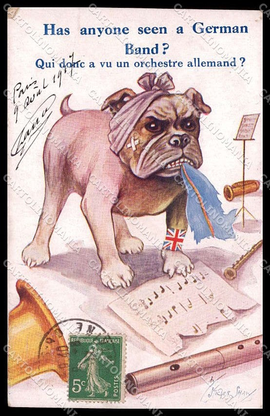 WWI WW1 French Propaganda Stocker Shaw Bulldog serie 521 cartolina ZG9496 – fronte