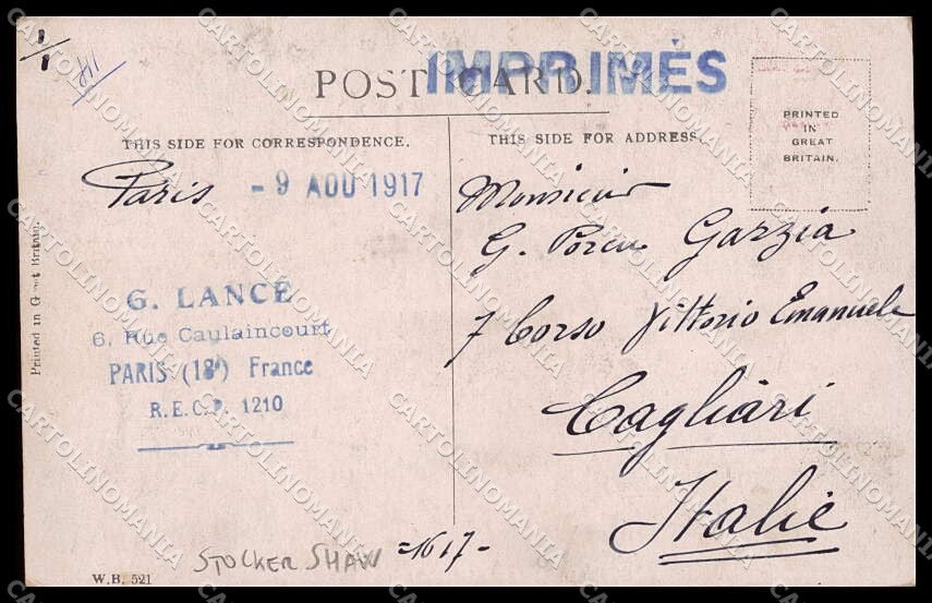 WWI WW1 French Propaganda Stocker Shaw Bulldog serie 521 cartolina ZG9496 – retro