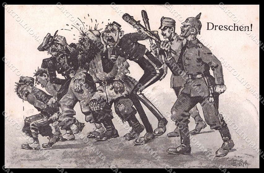 WWI WW1 German Propaganda E. Sch. Dreschen! cartolina ZG9499 – fronte