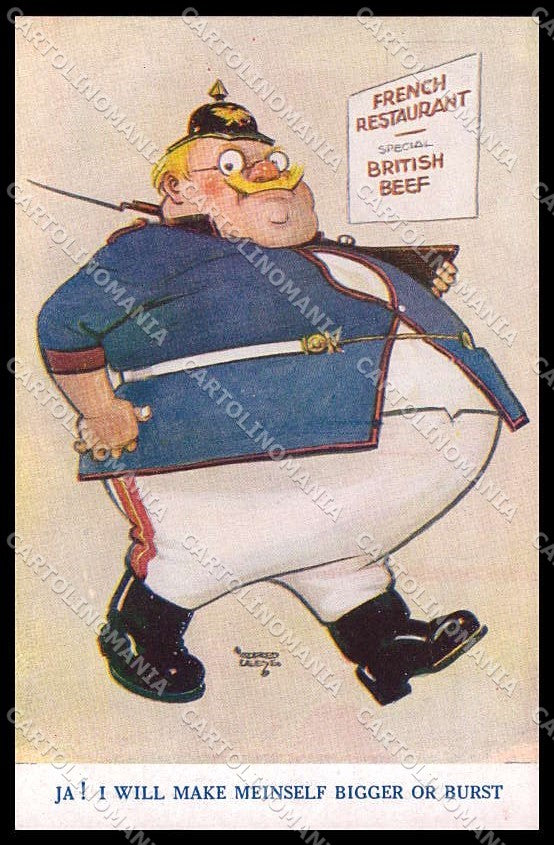 WWI WW1 British Propaganda Alfred Leete Anti German cartolina ZG9502 – fronte