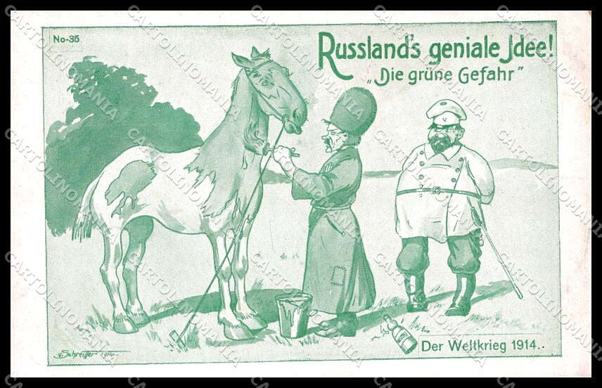 WWI WW1 German Propaganda A. V. Schreitter Russia Horse cartolina ZG9523 – fronte