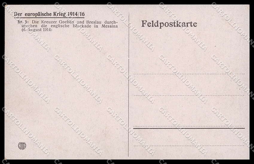 WWI WW1 Propaganda Messina German Military Navy cartolina ZG9555 – retro