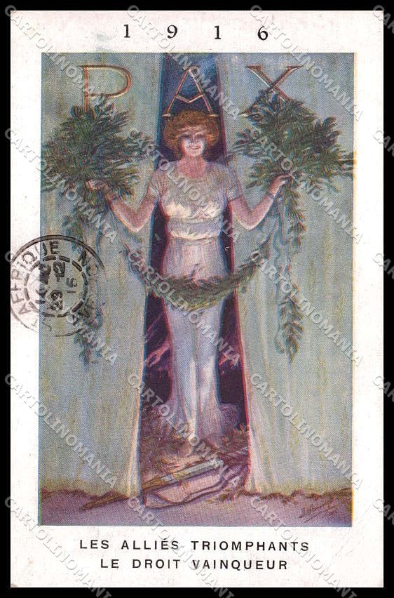 WWI WW1 French Propaganda Military Pax Lady WRINKLES cartolina ZG9557 – fronte