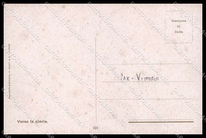 WWI WW1 Italian Propaganda Pax Vittori Nude Lady Tricolore cartolina ZG9570 – retro