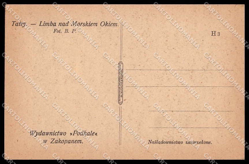 Polska SlovenskÃ¡ Republika Tatry B. P. cartolina ZG9683 – retro