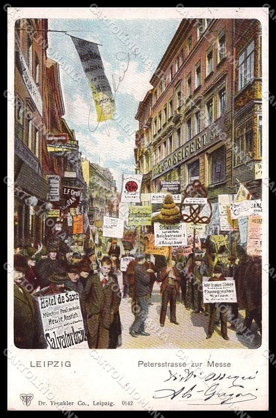 Deutschland Sachsen Leipzig Petersstrasse zur Messe cartolina ZG9709 – fronte