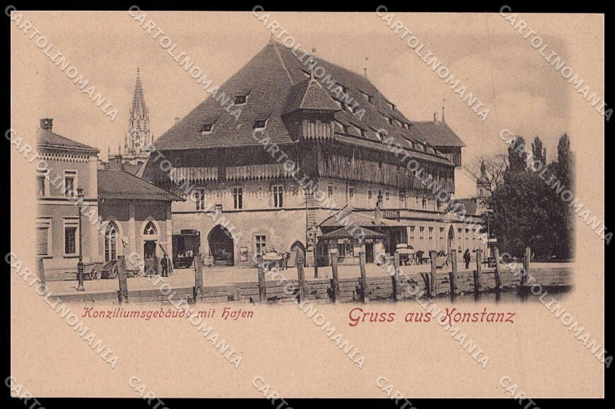 Deutschland Konstanz Konsilium Gebaude mit Hafen cartolina ZG9713 – fronte