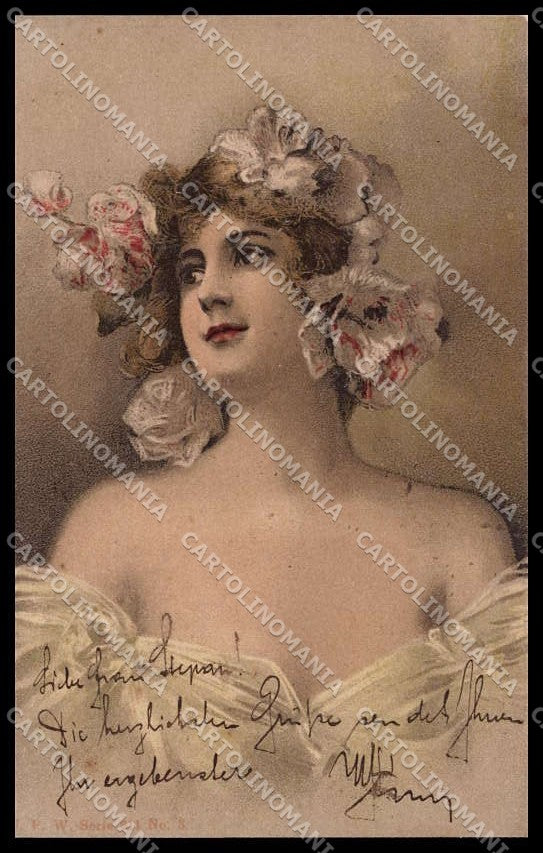 Illustratori Artist Signed Lady Art Nouveau serie 611-3 cartolina ZG9740 – fronte