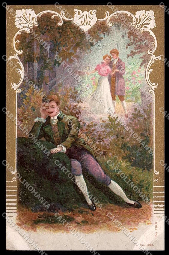 Illustratori Artist Signed Romantic Couple Lady Relief serie 1892 pc ZG9755 – fronte