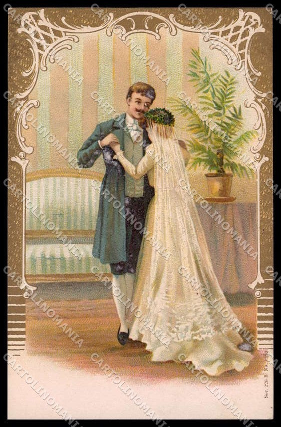 Illustratori Artist Signed Romantic Couple Lady Relief serie 1893 pc ZG9758 – fronte