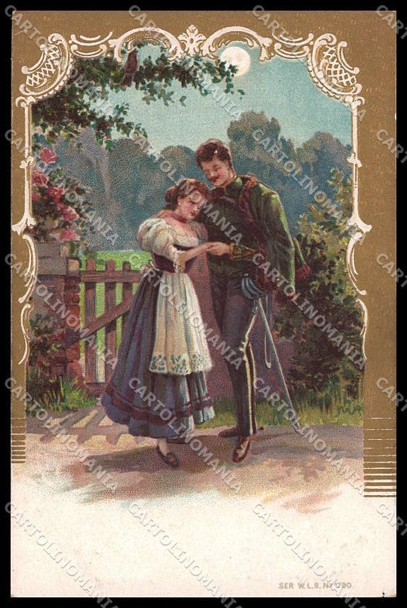 Illustratori Artist Signed Romantic Couple Lady Relief serie 1790 pc ZG9759 – fronte