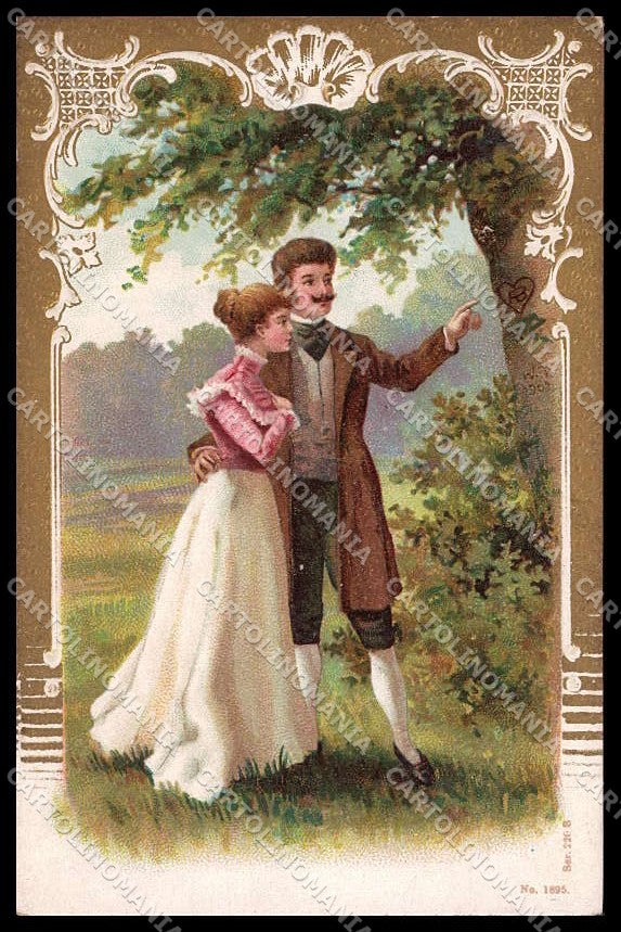 Illustratori Artist Signed Romantic Couple Lady Relief serie 1895 pc ZG9761 – fronte