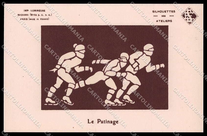 Sport Silhouettes des Ateliers Ice-Skating Phosphorescent cartolina ZG9768 – fronte