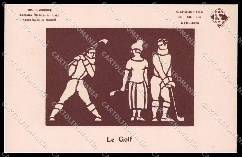 Sport Silhouettes des Ateliers Golf Phosphorescent cartolina ZG9770 – fronte