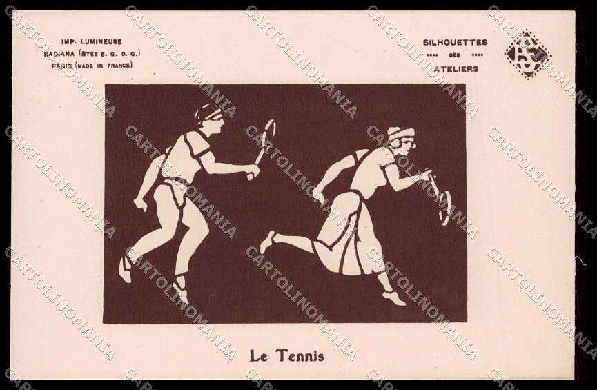 Sport Silhouettes des Ateliers Tennis Phosphorescent cartolina ZG9771 – fronte