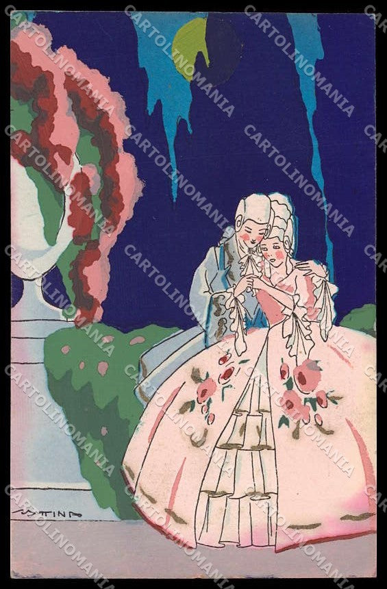 Illustratori Artist Signed Scattina Couple Art Deco Hand Painted pc ZG9780 – fronte