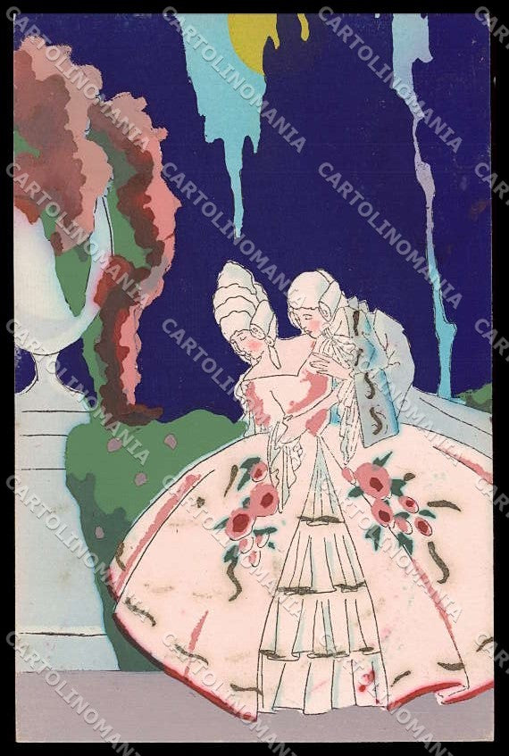 Illustratori Artist Signed Scattina Couple Art Deco Hand Painted pc ZG9783 – fronte