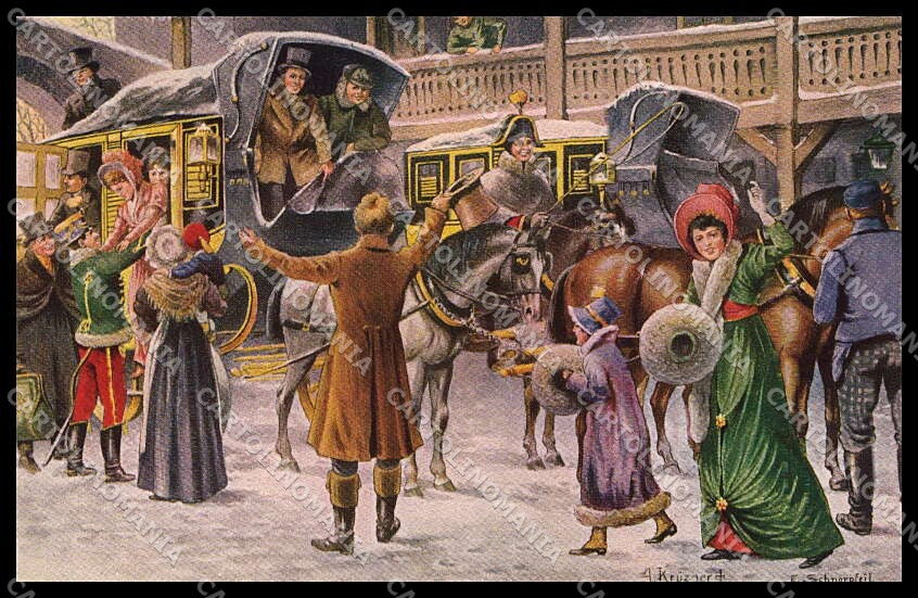 Illustratori Artist Signed Krutzner Schnorpfeil Die Post Horse cartolina ZG9803 – fronte