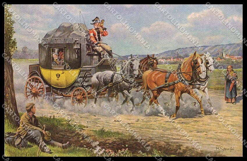 Illustratori Artist Signed K. Schnorpfeil Die Post Horse cartolina ZG9804 – fronte